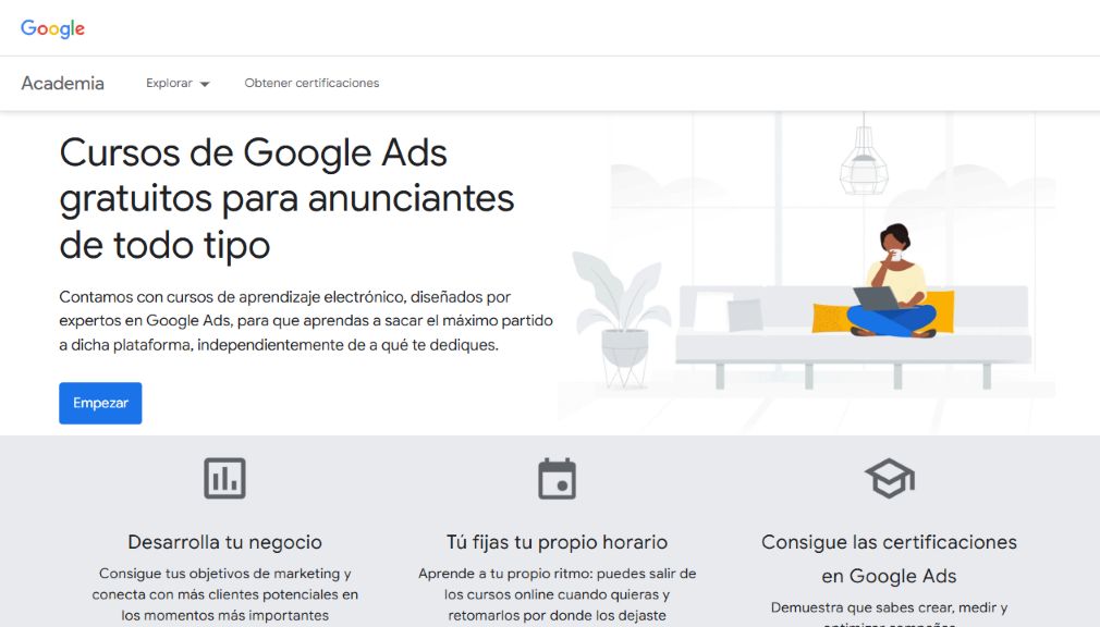 Página en español de Google Skillshop con formación gratuita de Google Ads
